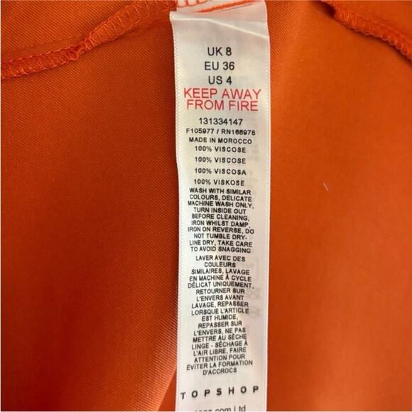 Topshop Orange Satin Wrap Midi Skirt Size 4 High Slit Vacation - Picture 5 of 5